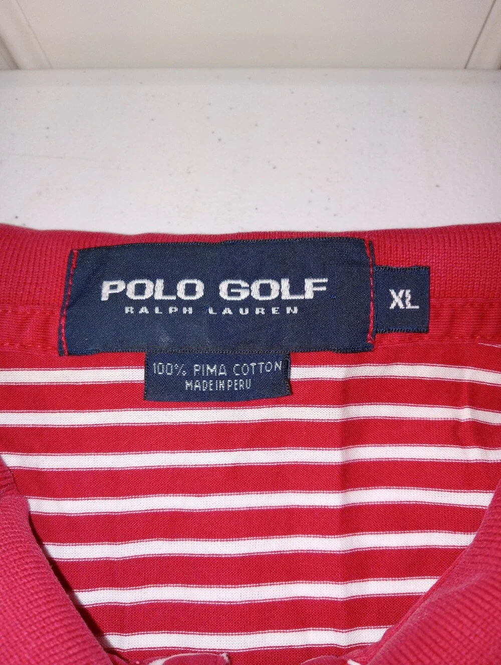 Ralph Lauren Red and White Horizontal Stripe Polo